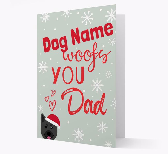 'I Woof You Dad' Card with your {breedFullName} Christmas Icon